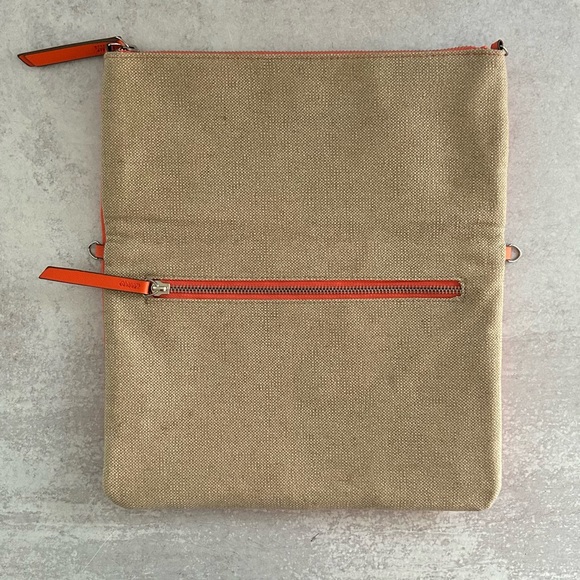 Stella & Dot Waverly Petite Convertible Crossbody Bag Natural Linen/Fresh Orange - Picture 9 of 16